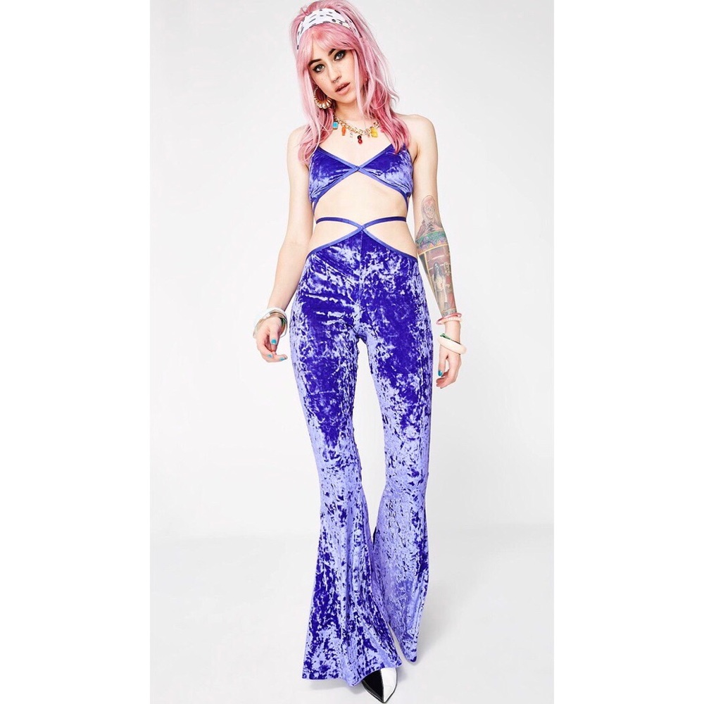 Dolls Kill Club Exx Velvet Jumpsuit